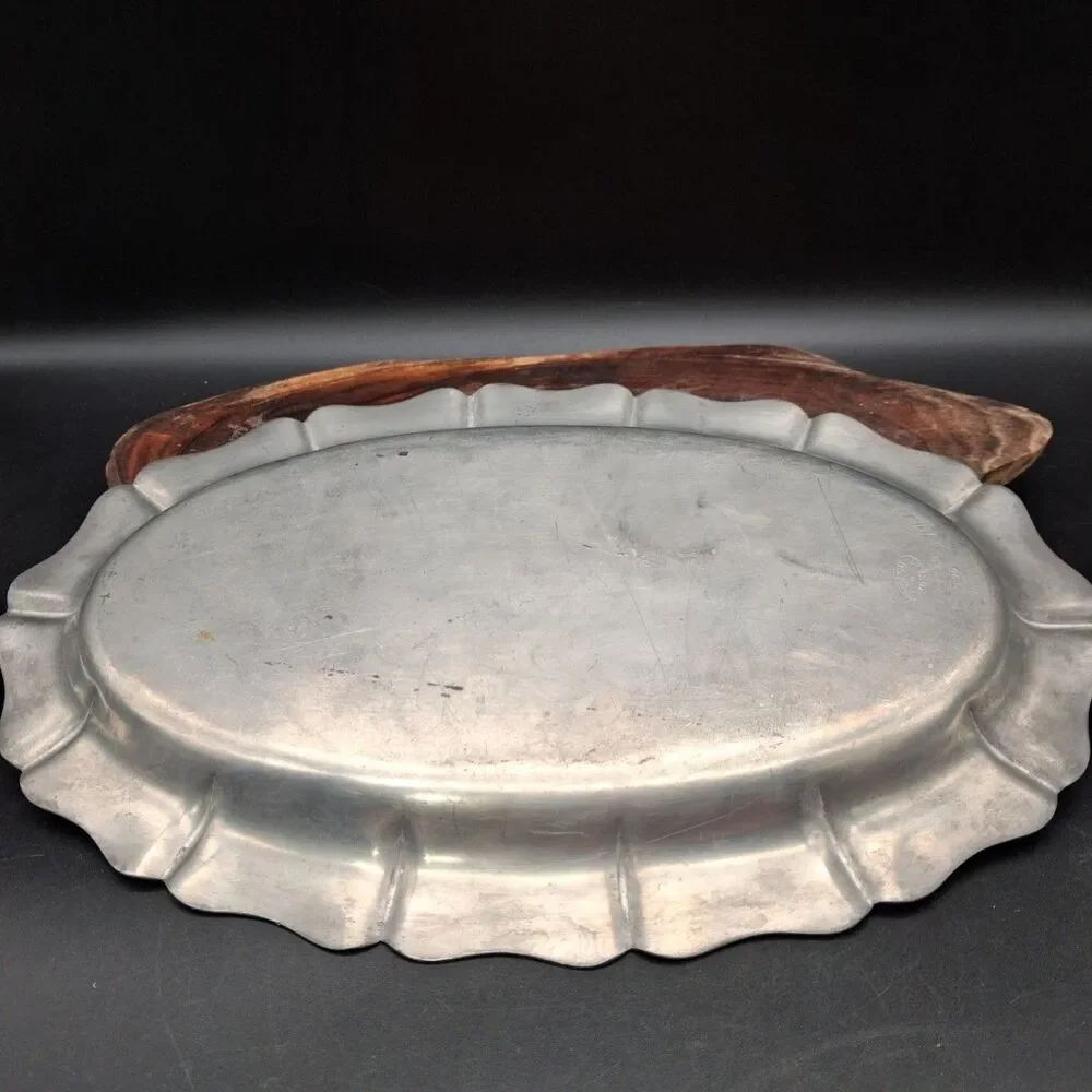 Vtg Flagg & Homan Pewter Creamer Sugar Tray Set #138 Colonial Farmhouse Serving
